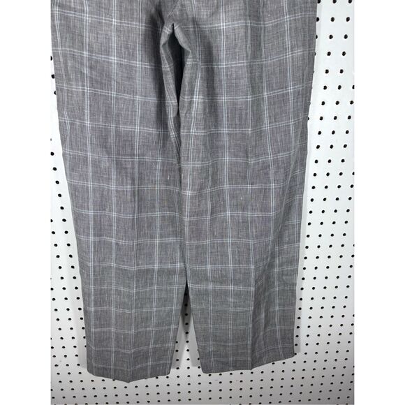 Sandro Paris Hoviv Wide Leg Linen blend Pants Woman’s Gray Plaid size 36 US 8 - Picture 5 of 10